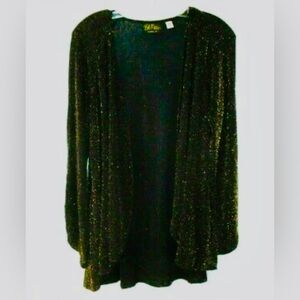Bob Mackie Black Cardigan with Relaxed Fit and Long Sleeves.  Large in Size .